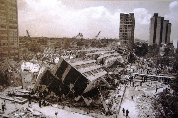Edificio Nuevo León, Tlatelolco. 19 de septiembre de 1985. Foto: La Ciudad de México en el Tiempo