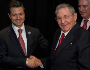 Enrique Peña Nieto dio la bienvenida a su homólogo cubano quien estará de visita en el país por dos días.
